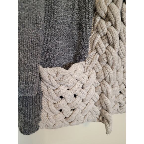 Anthropolgie Sparrow Knit Cardigan Sweater Lambswool Braided Detail Gray Size XL - Picture 9 of 9